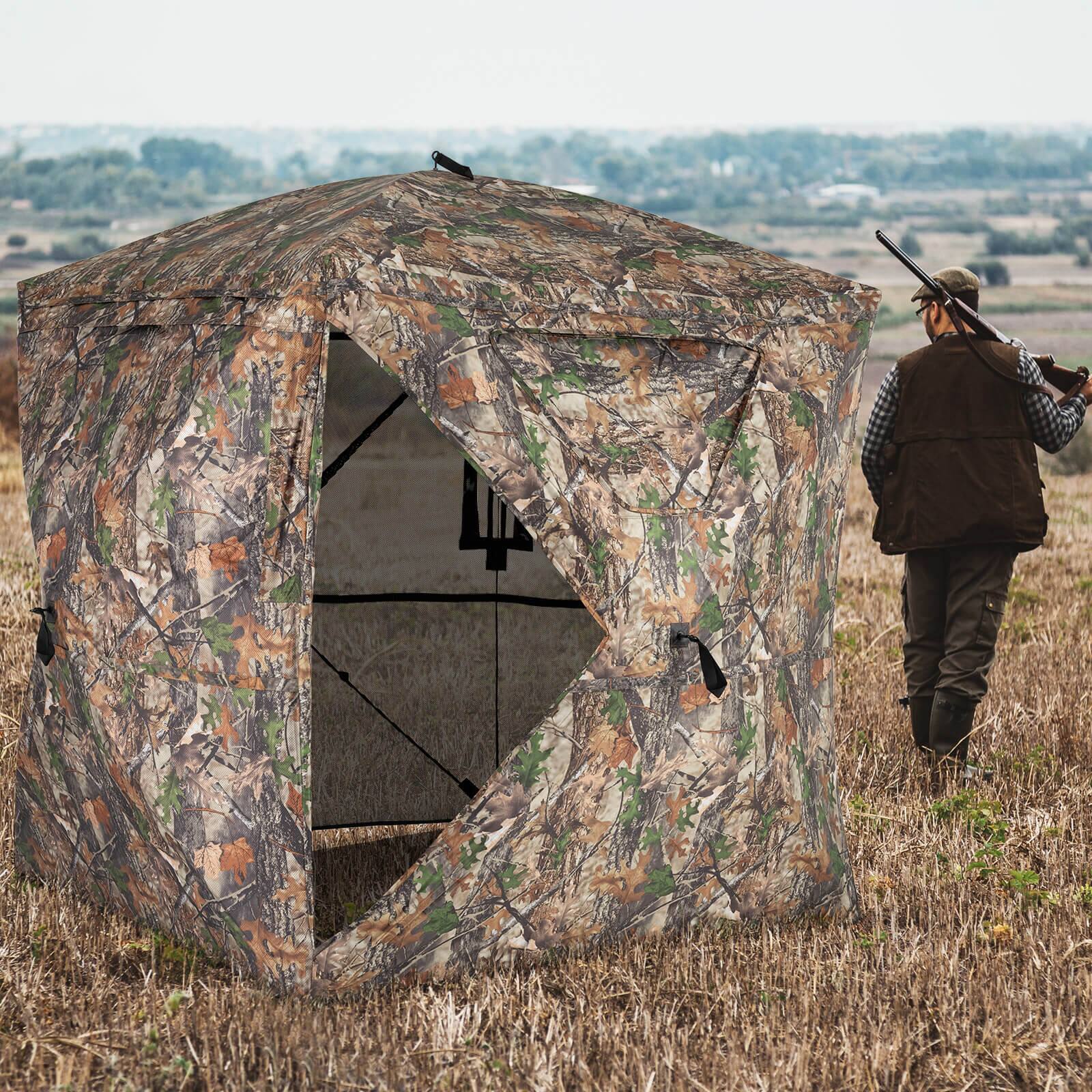 Alt View 3. Costway - Costway 270° See Through Hunting Blind Tent, 2-3 Person Pop-Up Ground Blind with Windows - Camouflage.