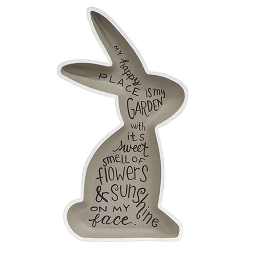 BreeBe - Bunny Words Wooden Tray - Gray