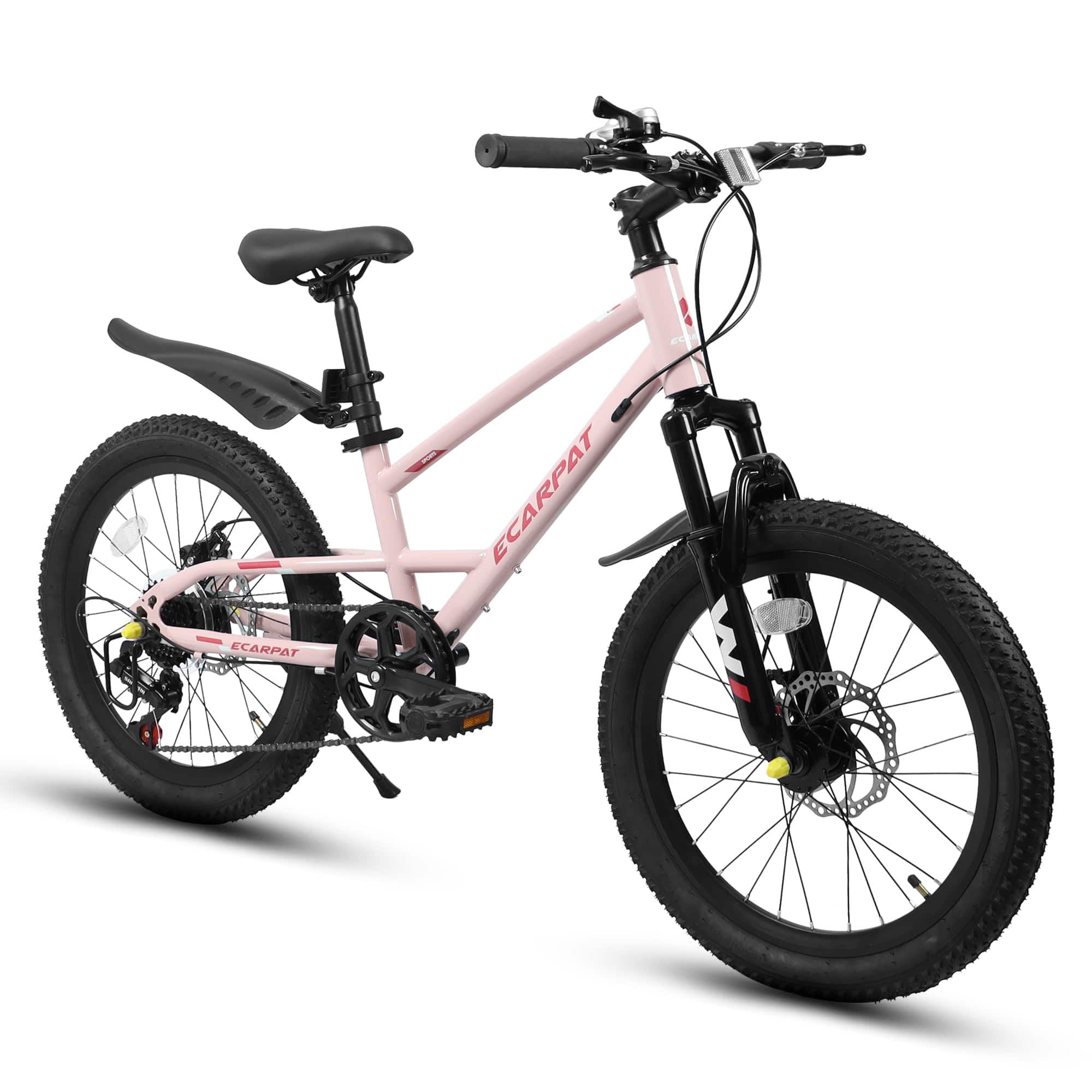 Aukfa - 20 Inch Mountain Bike for Adults & Teens - 7 Speed, Front Suspension, Dual Disc Brakes, Carbon Steel Frame - White