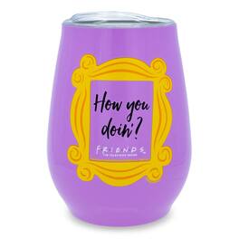 Silver Buffalo - Friends "How You Doin?" Double-Walled Stainless Steel Tumbler | Holds 10 Ounces - Purple