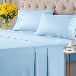 CGK Linens - Ultra Soft Solid 6 Piece Sheet Set - Comfortable Bed Sheets & Extra Pillowcases - Twin XL - Light Blue