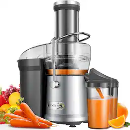 Shardor - Juicer Machine, 1200W Centrifugal Juicer Extractor with Wide Mouth 3.2" Feed Chute for Fruit Vegetable - Silver