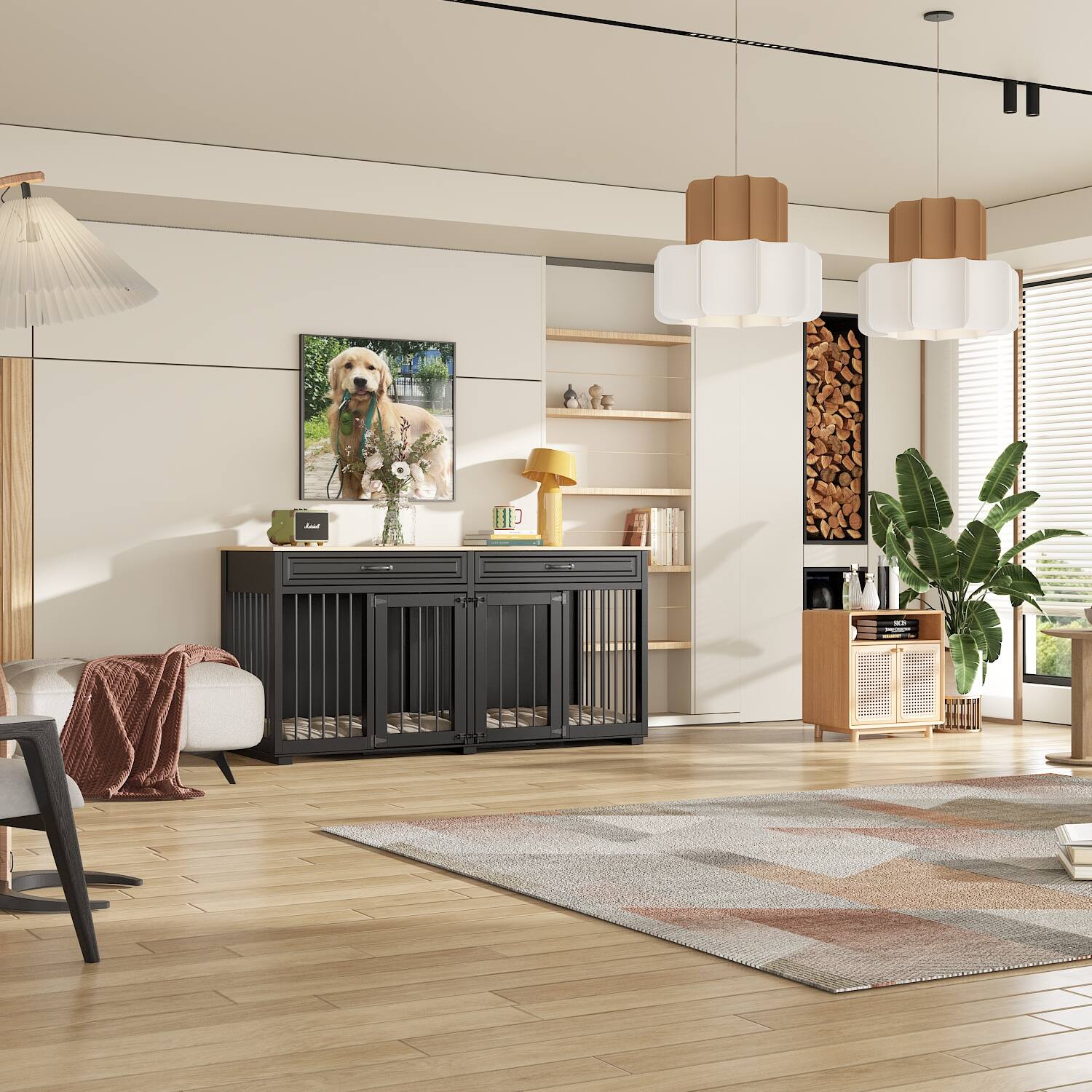 Alt View 10. Famapy - Dog Crate Furniture with Drawers Multi-Functional Indoor Pet Kennel, Stylish Dog Cage & TV Stand for Living Room.