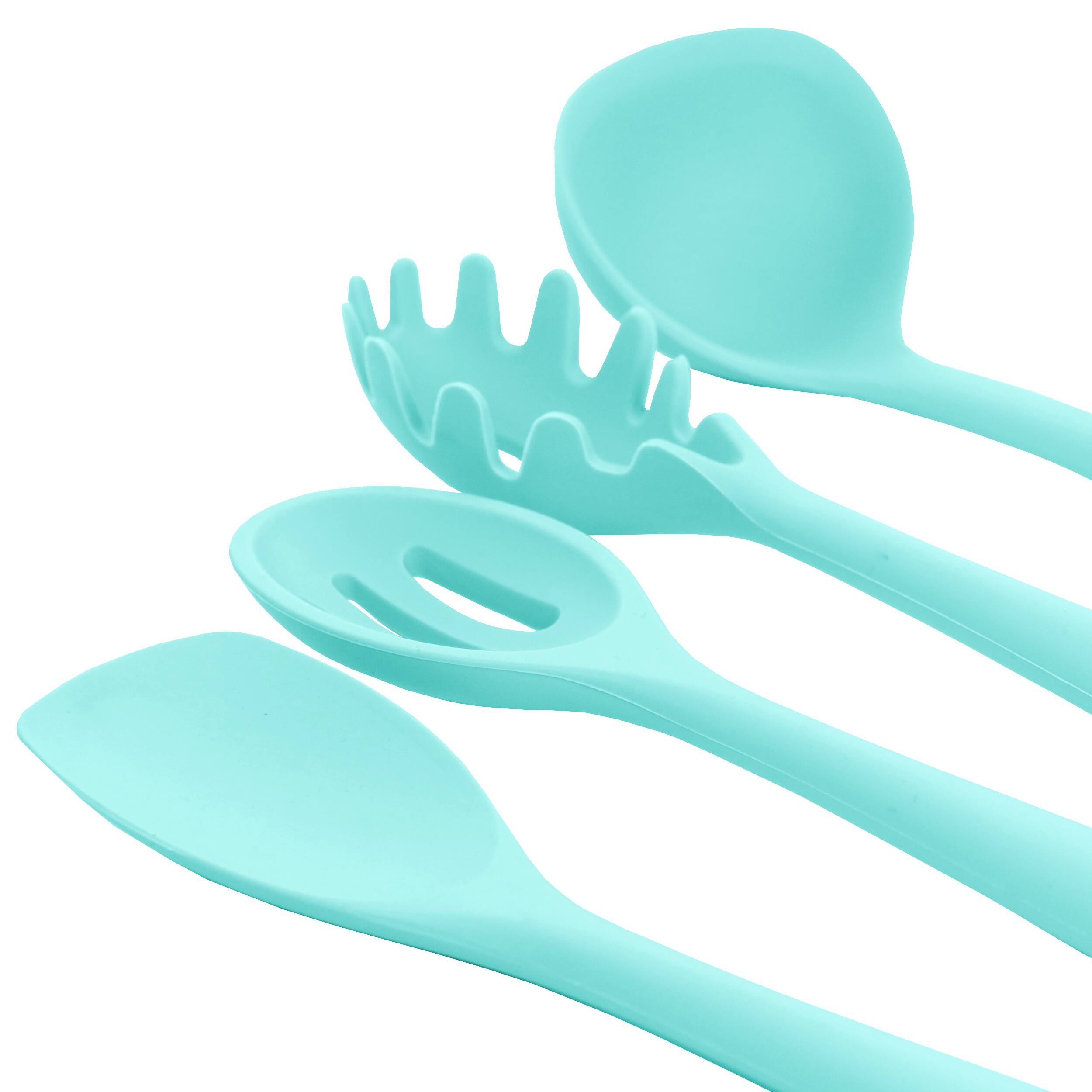 Alt View 3. MegaChef - MegaChef Light Teal Silicone Cooking Utensils, Set of 12 - Light Teal.