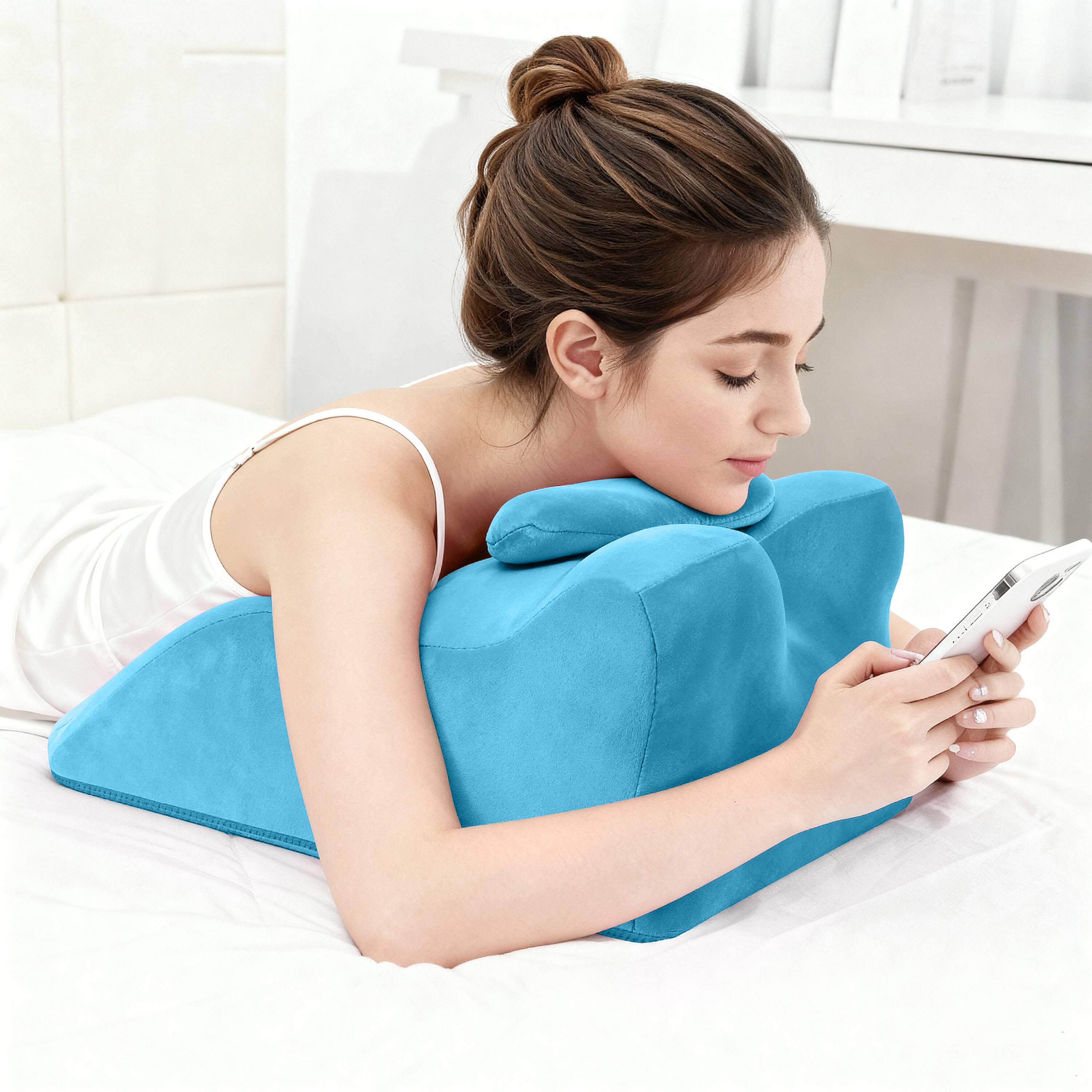 Front. Z-Edge - Foam Ergonomic Wedge Pillow, Prone Pillow for Sleeping, Reading Pillow for Bed, Ergonomic Support for Back Pain - Blue.