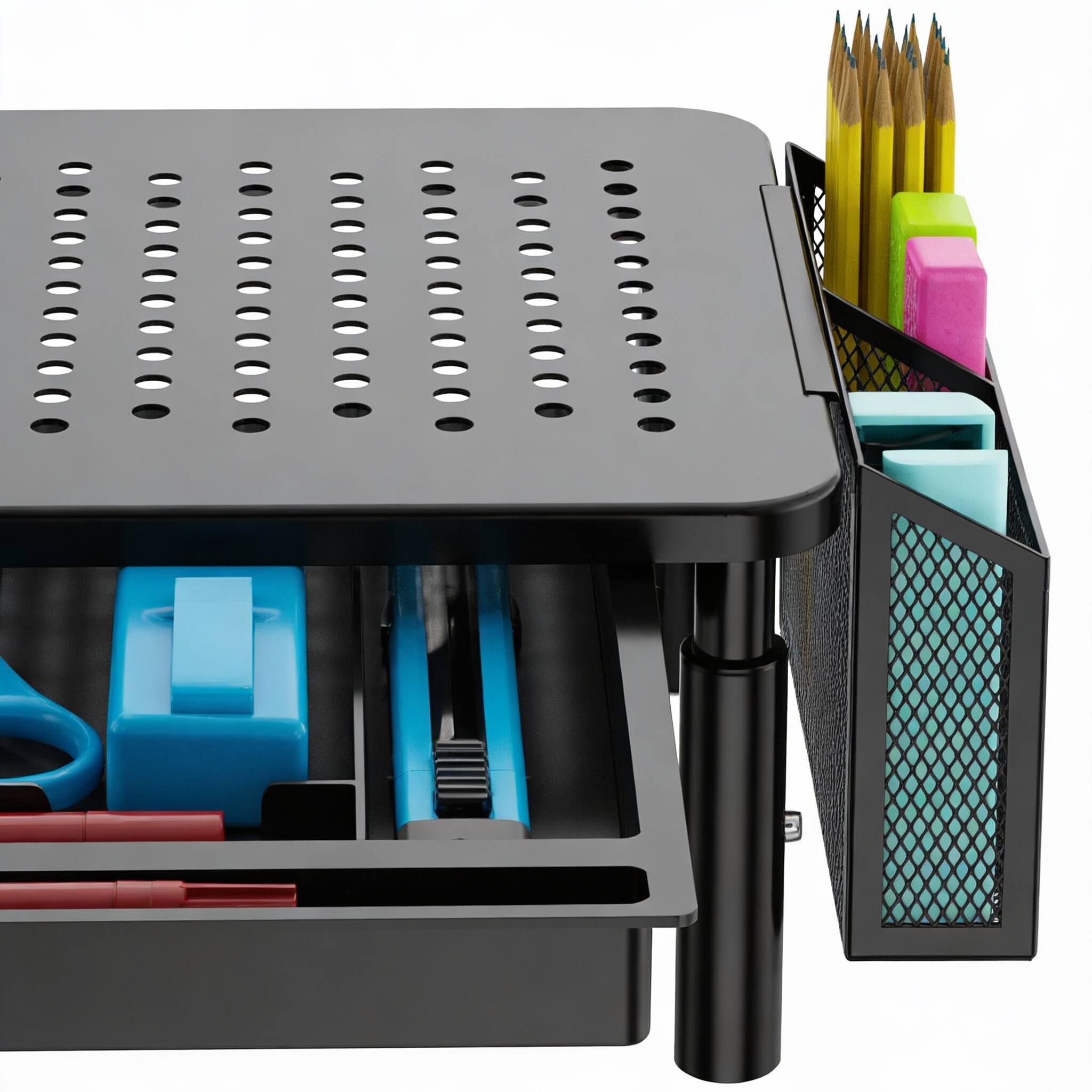 Black 2 Pack with Drawer and Pen Holder 3-Level