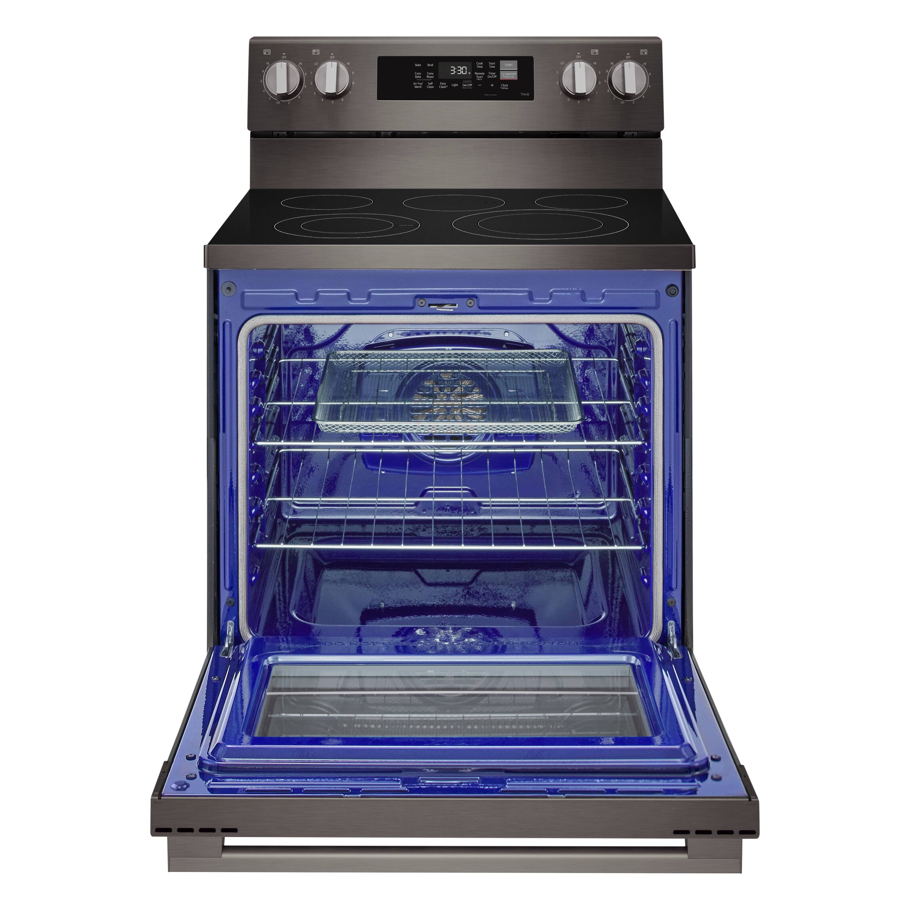 Alt View 7. LG - 6.3 Cu. Ft. Freestanding Electric True Convection Smart Range with Air Fry and Premium Handle - PrintProof Black Stainless Steel.