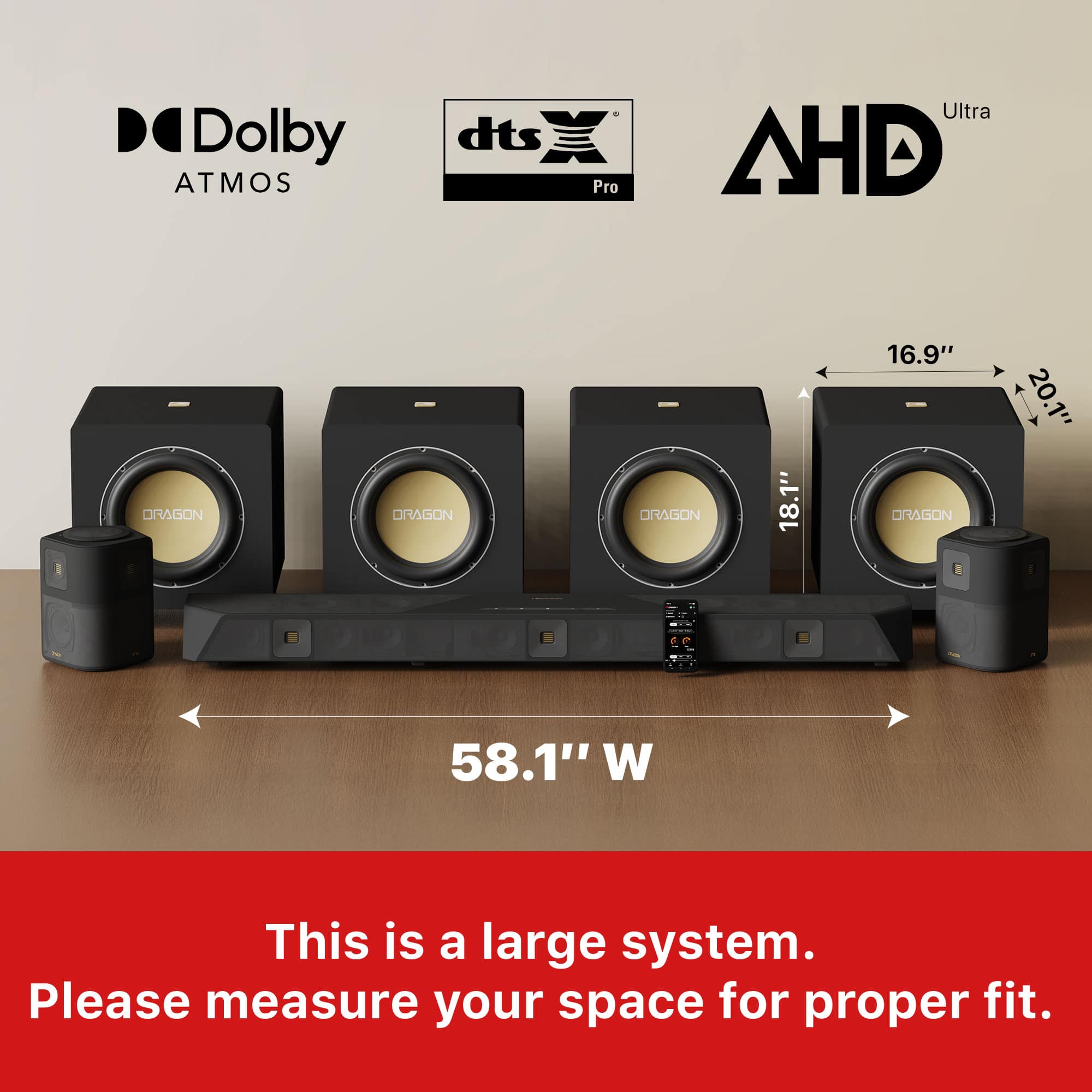 Nakamichi DRAGON 5500W Home Surround Sound System w/ Quad 12