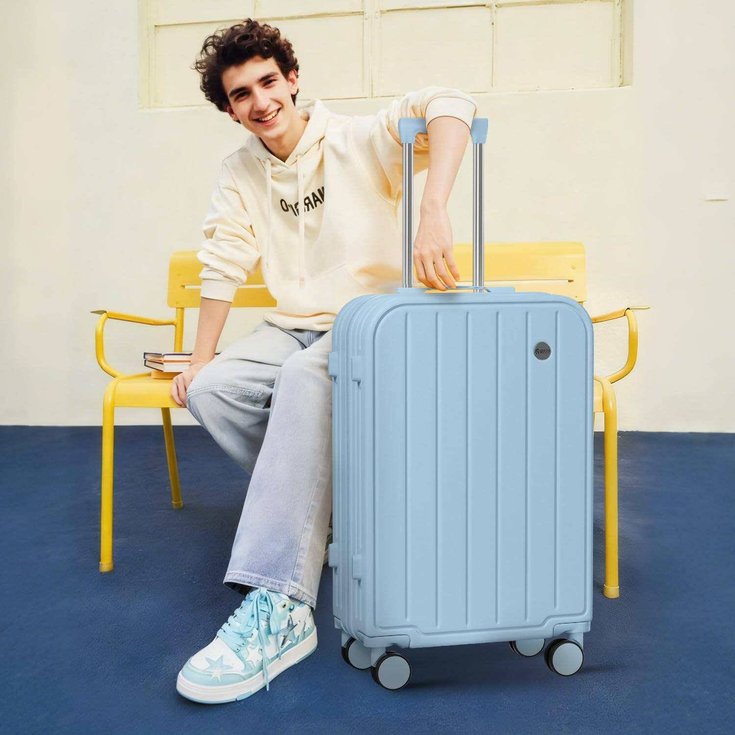 Alt View 7. Brick Attic - 24 Inch Suitcases, Checked Luggage with TSA Lock,   PC ABS Hard Shell Mediume Luggage for Women and Kids - Light blue.