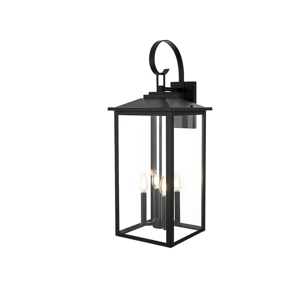 Angle. Elegant Lighting - Carisle 12 Inch Outdoor Wall Sconce In Black - Black.