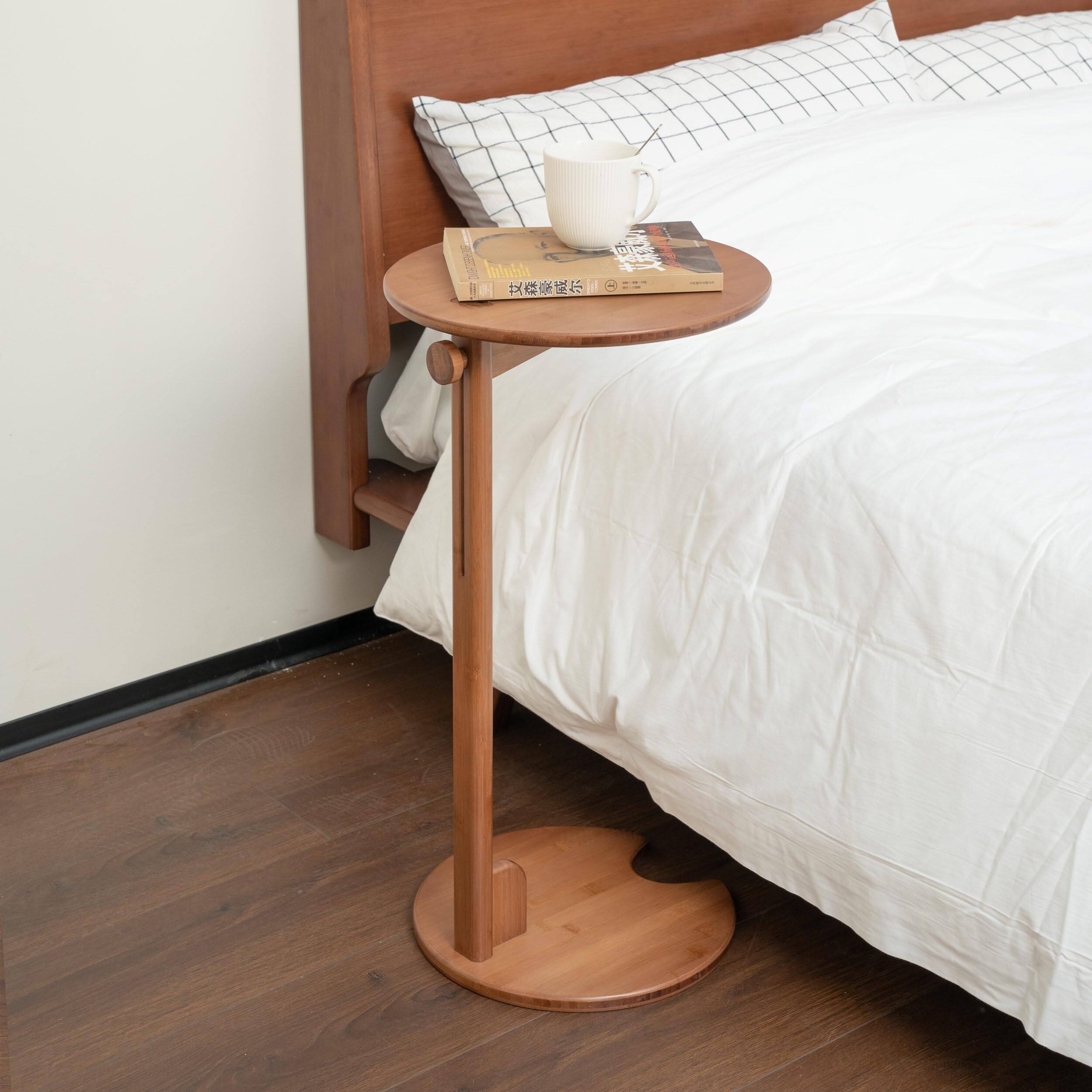 Alt View 4. Fabibe - Side Table With Pedestal - Adjustable Height C Shaped End Tables For Small Spaces Couch Bedside Living Room - Default.