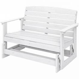Outsunny - Glider Bench w/ HDPE Slatted Double Rocking Chair - Distressed White