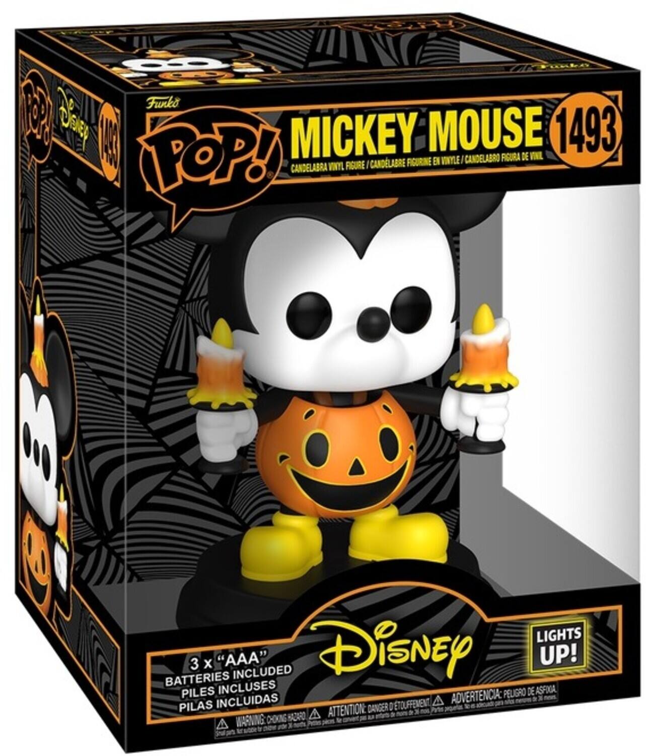 POP! Funko | MICKEY MOUSE 1493 | POP! CANDELABRO FIGURA DE VINYLE | CANDELABRE FIGURINE EN VINYLE | CANDELABRA VINYL FIGURE | LIGHTS | BATTERIES 3 x "AAA" INCLUDED | Disney UP! | PILES INCLUSES | PELIGRO DE ASFOA INCLUSAS | TOUFFEMENT | ADVERTENCIA: PILAS | ATTENTION: DANGER D | WARNING