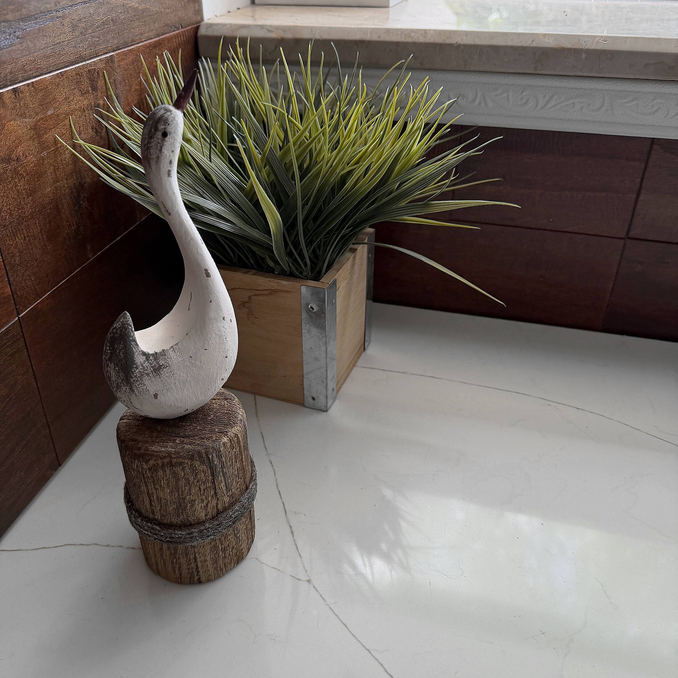 Alt View 7. Things2Die4 - Decorative Wood Swan Figurine Distressed White Coastal Dock Piling 10.75 Inch - White.
