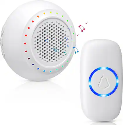 Front. Schertz - Wireless Doorbell Kit – 1000ft range, 1 transmitter & 1 receiver, waterproof, 32 ringtones, 4 volume levels, LED flash, - White(1 Button+1 Receiver).