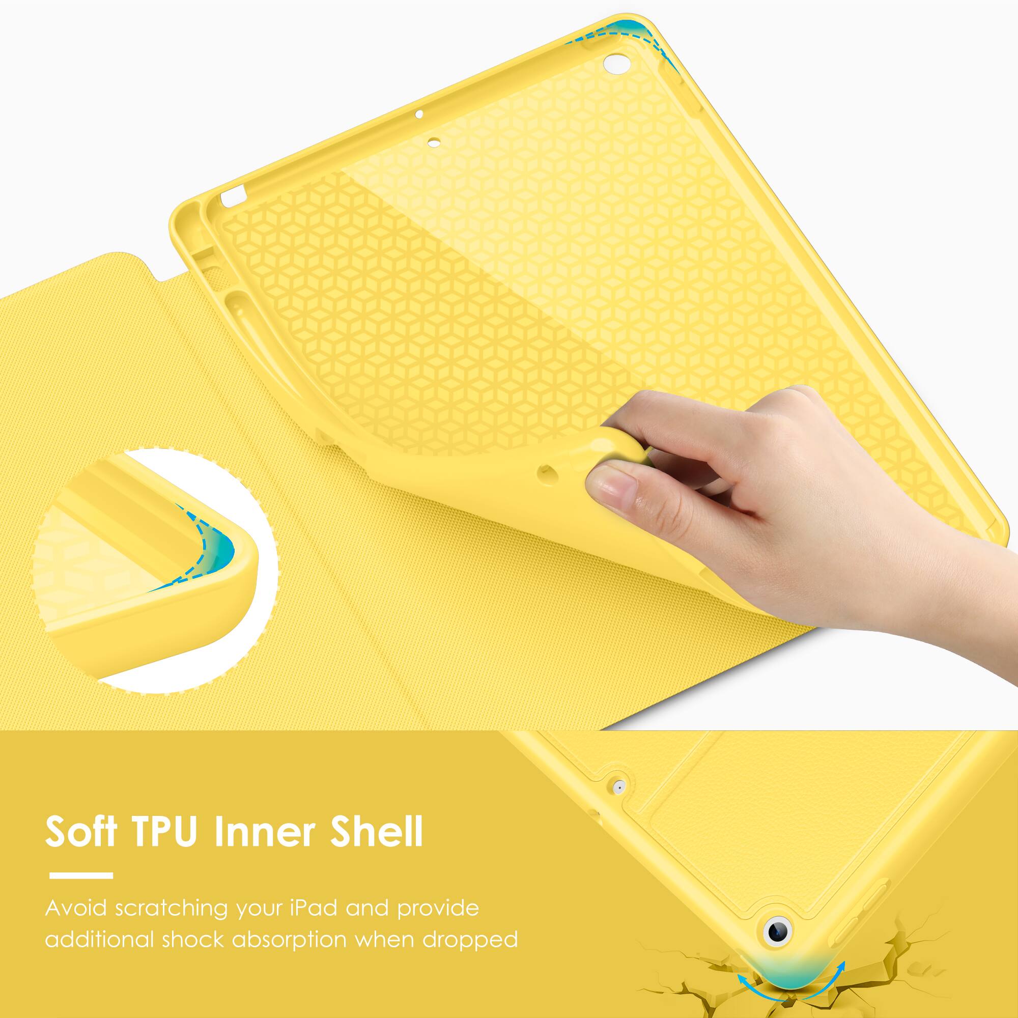 Soft TPU Inner Shell

Avoid scratching your iPad and provide additional shock absorption when dropped.