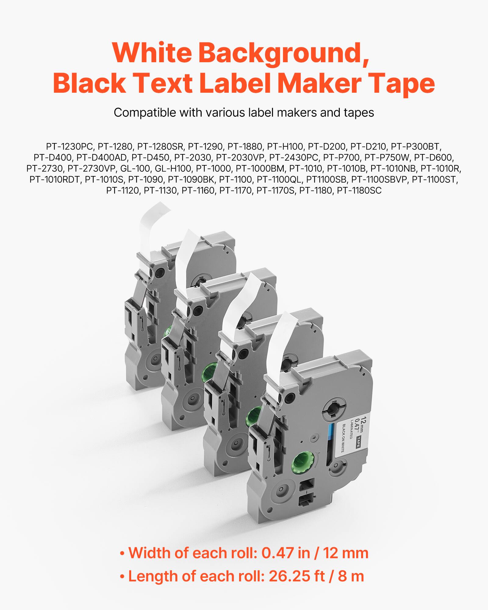 White Background, Black Text Label Maker Tape

Compatible with various label makers and tapes

PT-1230PC, PT-1280, PT-1280SR, PT-1290, PT-1880, PT-H100, PT-D200, PT-D210, PT-P300BT, PT-D400, PT-D400AD, PT-D450, PT-2030, PT-2030VP, PT-2430PC, PT-P700, PT-P750W, PT-D600, PT-1000BM, PT-1010, PT-1010B, PT-1010NB, PT-1010R, PT-1010RDT, PT-1010S, PT-1090, PT-1090BK, PT-1100, PT-1100QL, PT-1100SB, PT-1100SBVP, PT-1100ST, PT-112