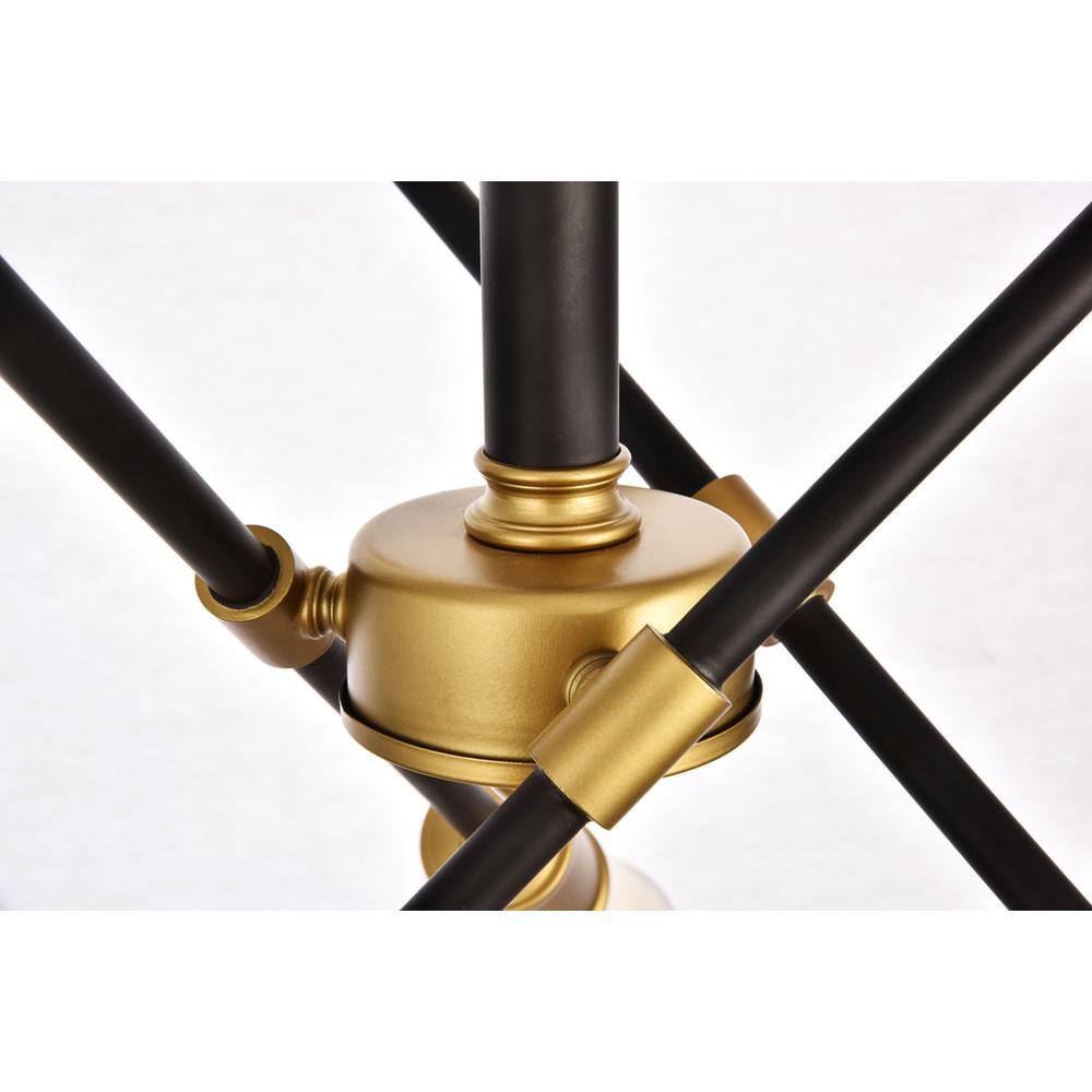 Alt View 2. Living District - Axel Collection Flushmount D17.1 H16.6 Lt:6 Black and Brass Finish - Black And Brass.