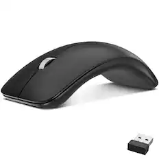 Front. Delton - Delton S10 Curved Ergonomic Wireless Mouse, 2.4GHz USB Mouse (DMERGS10-WB) - Black.