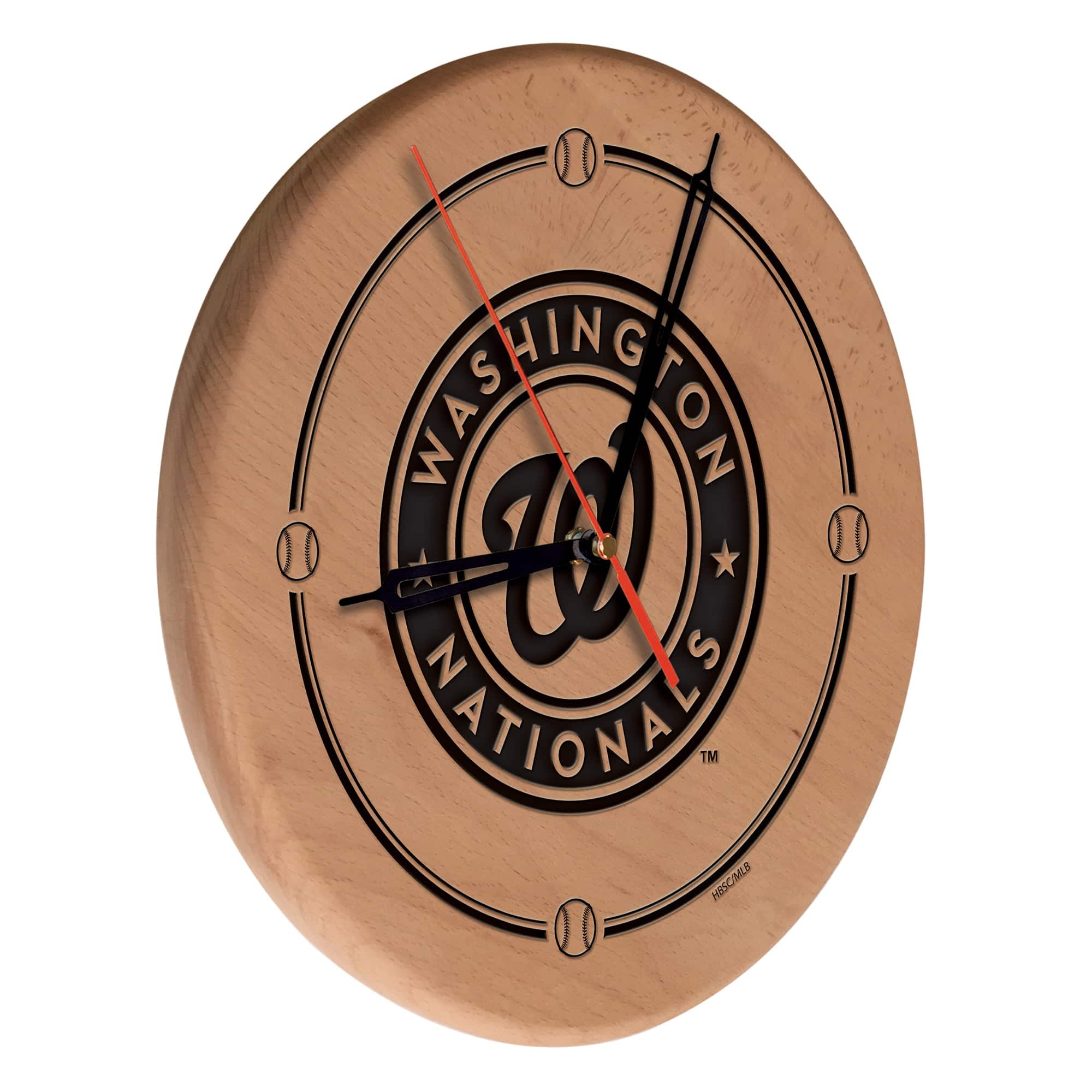 Holland Bar Stool Co. - Washington Nationals 13" Engraved Solid Wood Clock - Multicolor