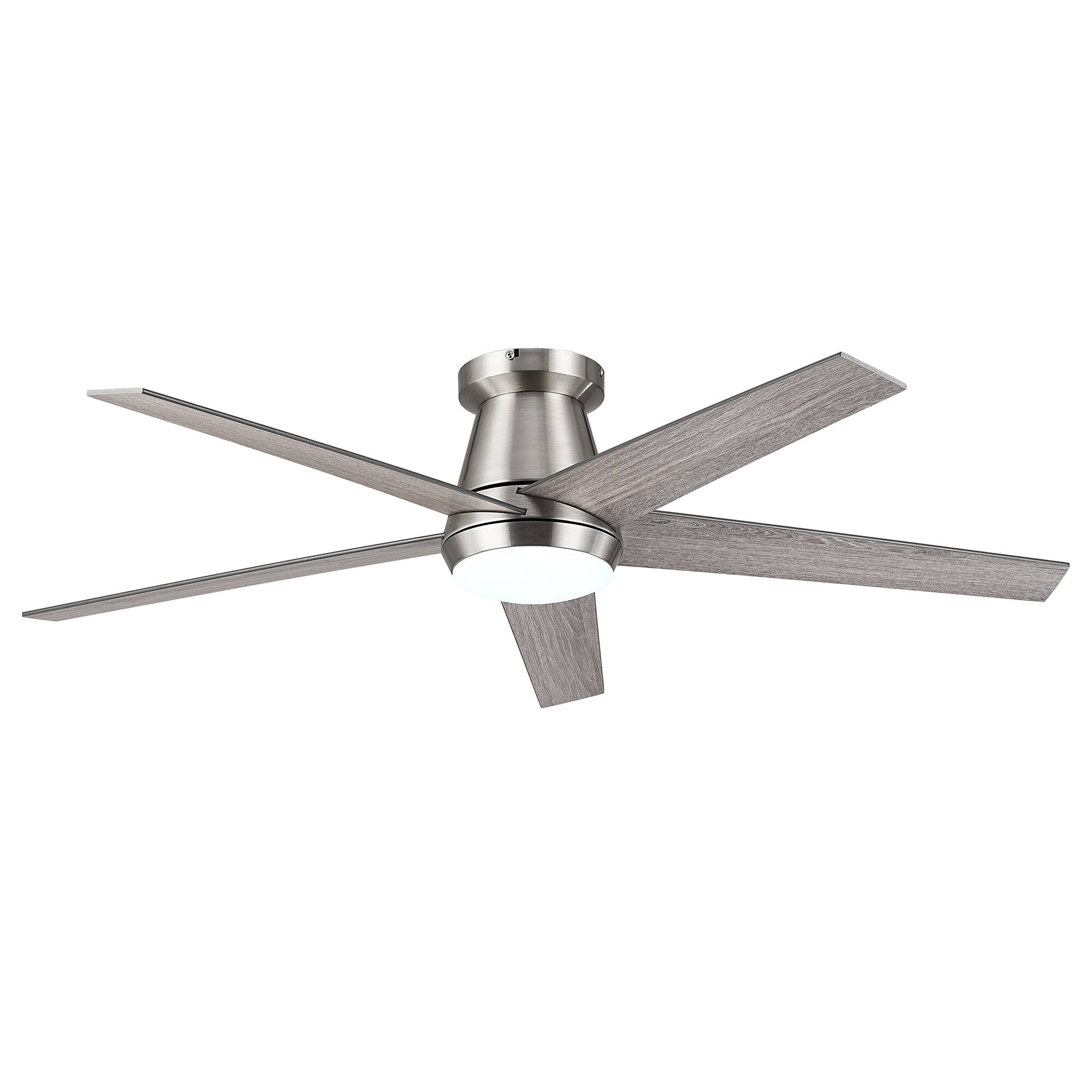 Alt View 9. Vaczon - 52 Inch Modern Reversible Blades 3CCT Dimmable LED Smart Flush Mount Ceiling Fan with Light, Remote and App Control - Satin Nickel.