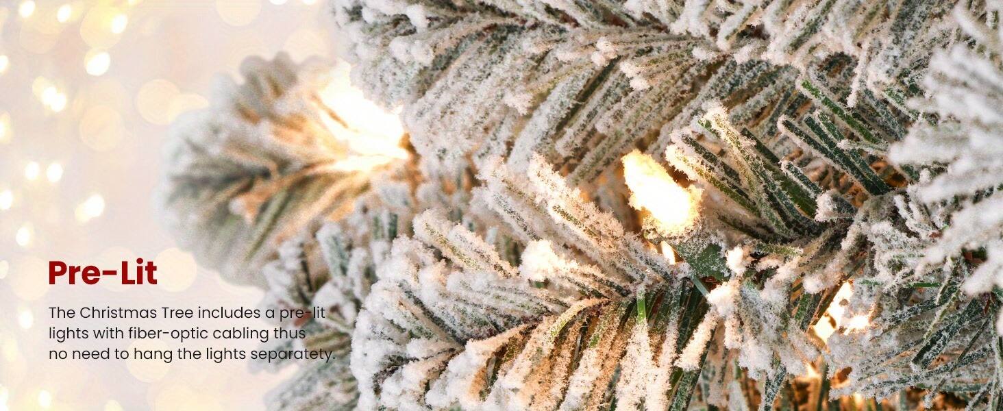 Pre-Lit

The Christmas Tree includes a pre-lit lights with fiber-optic cabling thus no need to hang the lights separately.