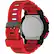 The watch shown in the image is a Timex watch with a red band and a black face. The watch features a large white face and a gray band. It is a wristwatch with a black and red color scheme. The watch is designed to be worn on the wrist and is likely intended for everyday use.