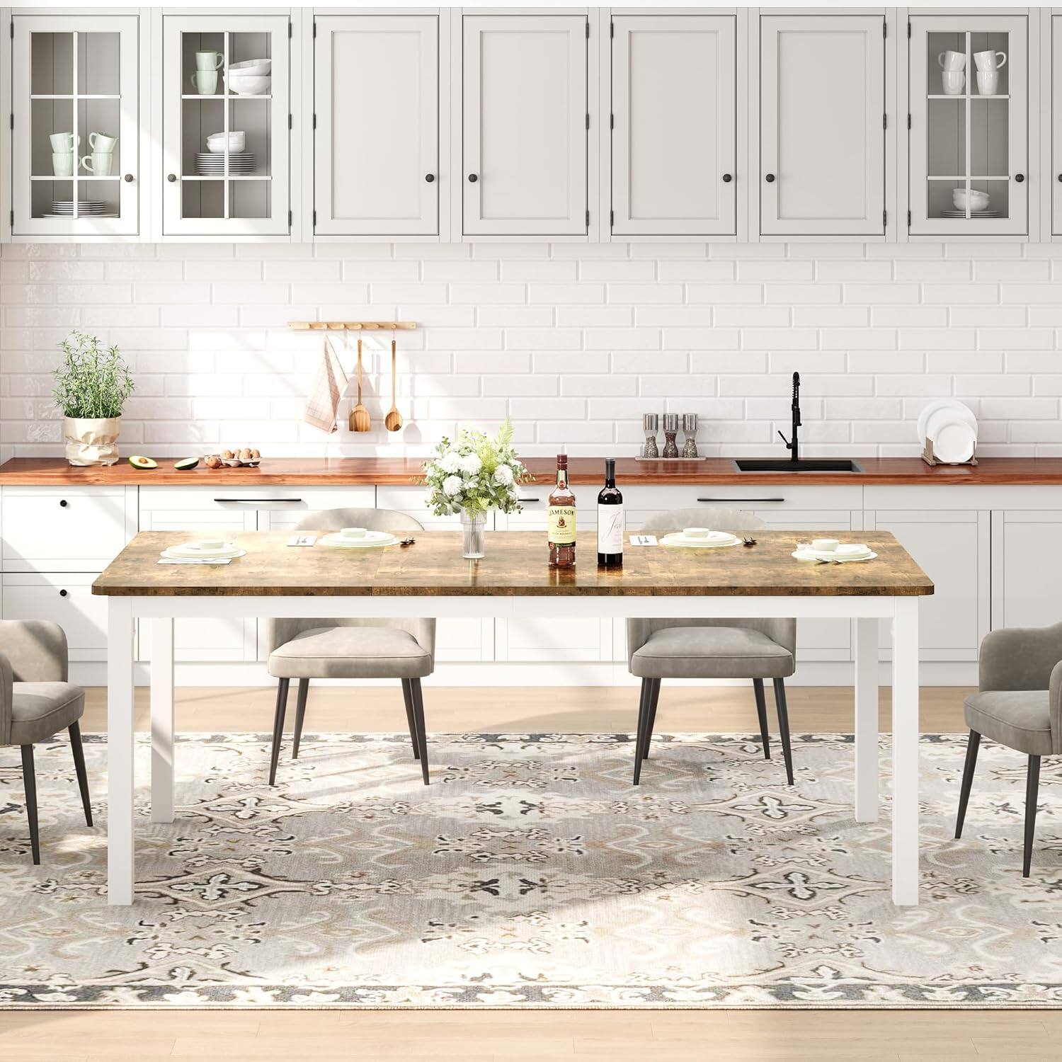 Alt View 2. Acekool - Kitchen Table 79 Inch Industrial Dining Table Large Rectangle Kitchen Table - Multiple colors/finishes.