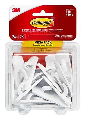 3M Command  
Damage-Free Hanging  
Para colgar sin dañar  
Small Utility Hooks  
Ganchos pequeños  
MEGA PACK  
Paquete super-familiar  
24 hooks  
28 ganchos  
1 lb  
450 g