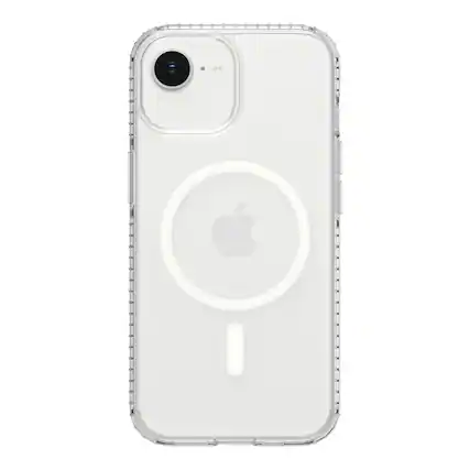 Front. Insignia™ - Hard-Shell Case with MagSafe for iPhone 17e/16e/15/14/13 - Clear.
