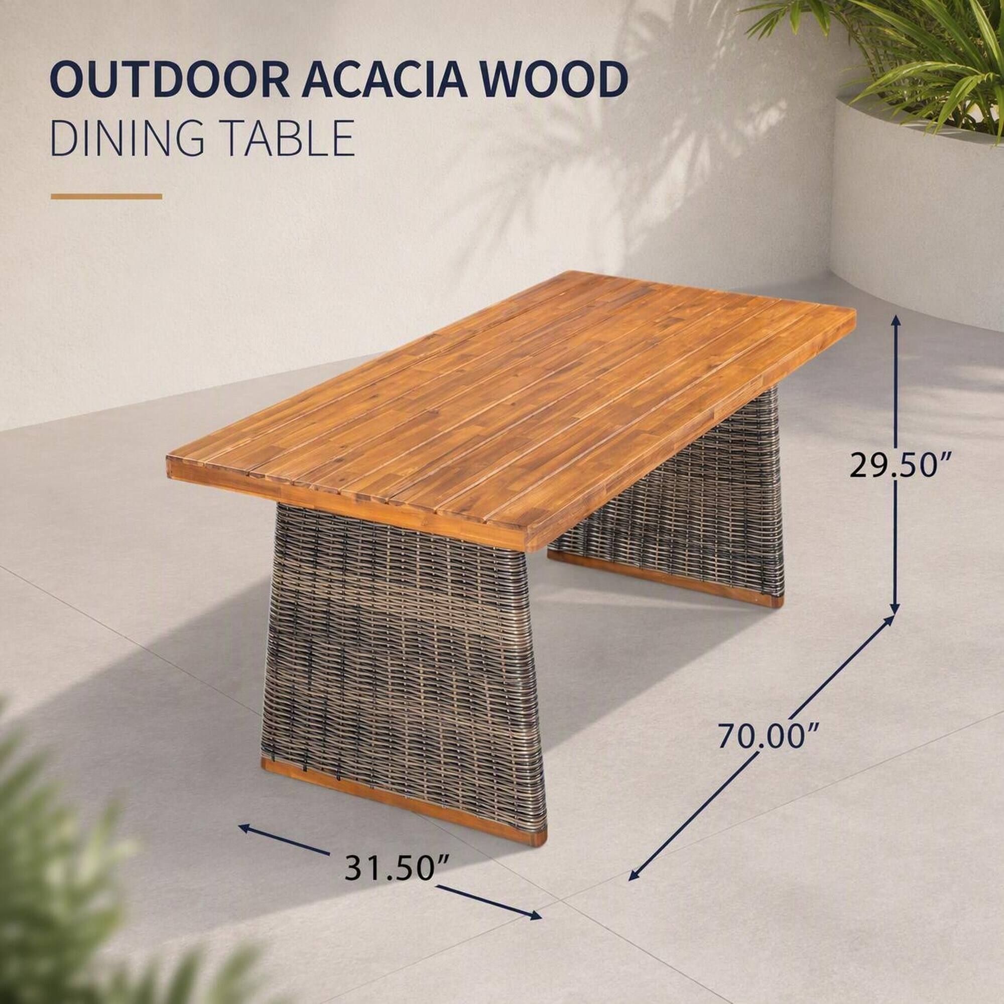 OUTDOOR ACACIA WOOD DINING TABLE

29.50"
70.00"
31.50"
