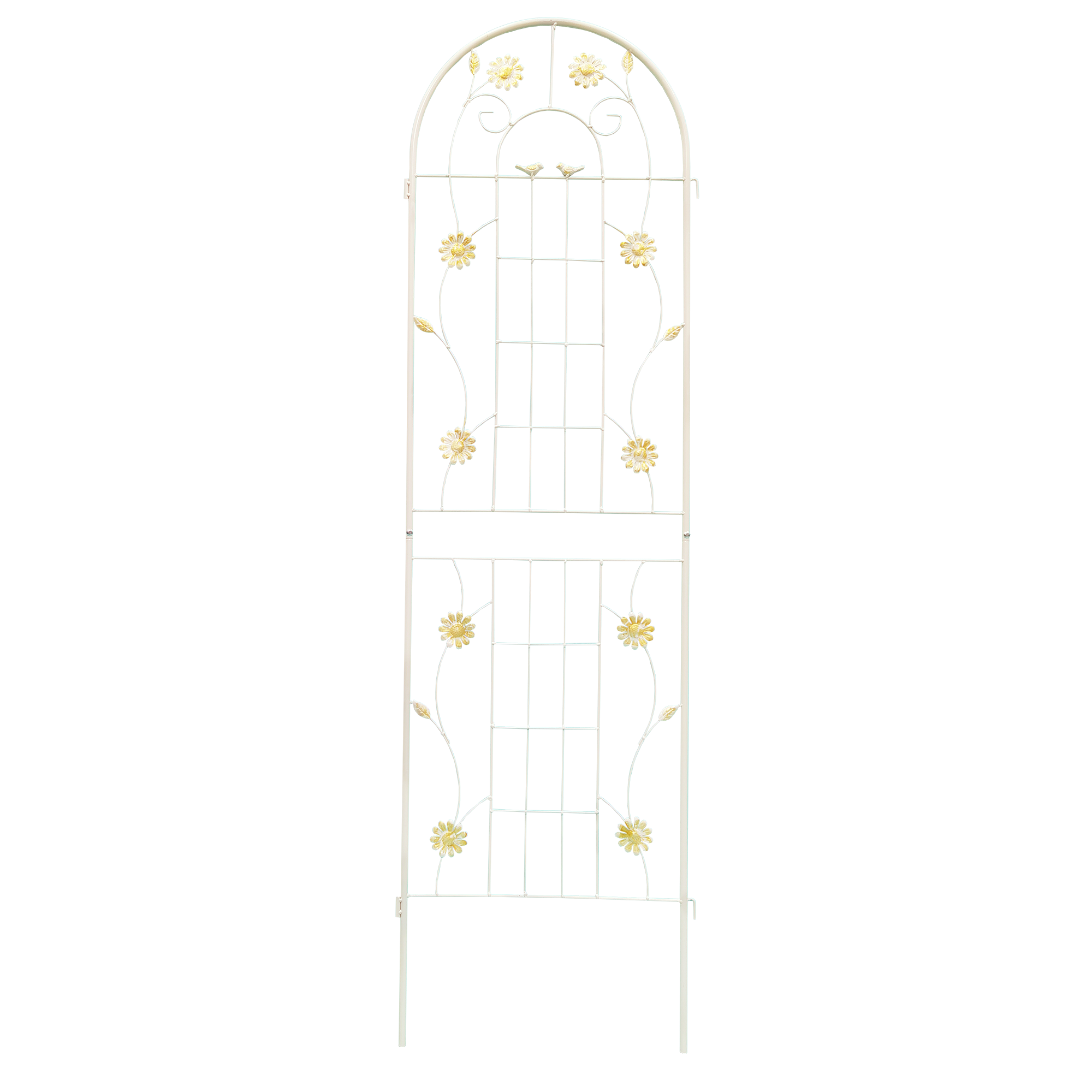 Alt View 6. Loheer - 2 Pack Metal Garden Trellis for Climbing Plants Outdoor Flower Support - Cream White.
