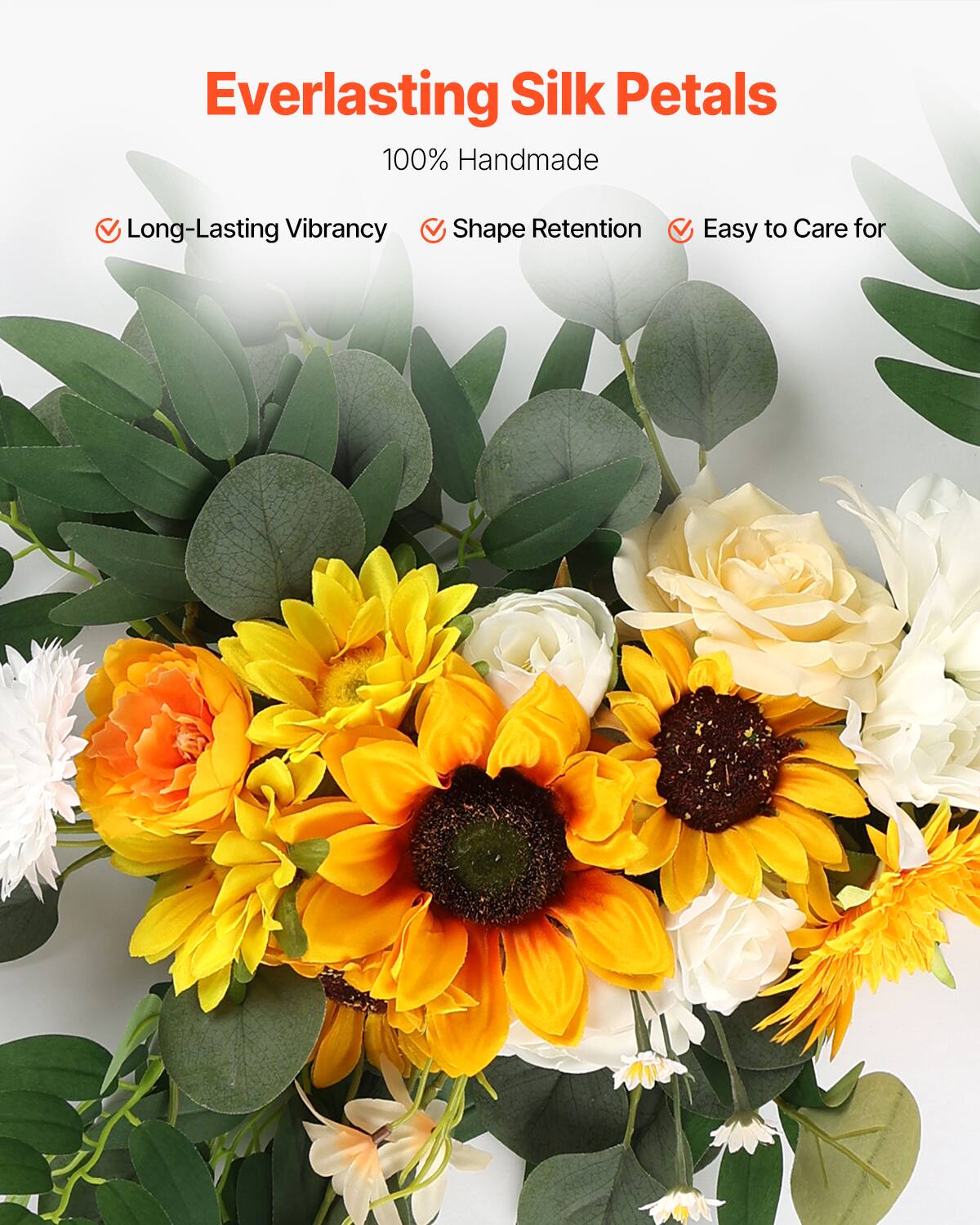 Everlasting Silk Petals  
100% Handmade  
Long-Lasting Vibrancy  
Shape Retention  
Easy to Care for