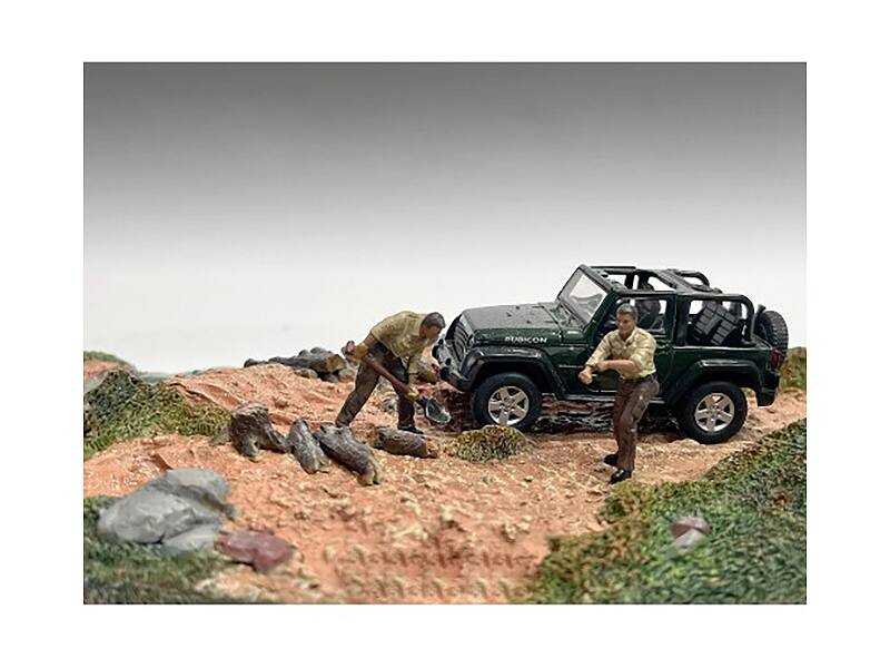 Left. American Diorama - "4X4 Mechanics" 2 Piece Diecast Figure Set 2 for 1/43 Scale Models by American Diorama - Multi.