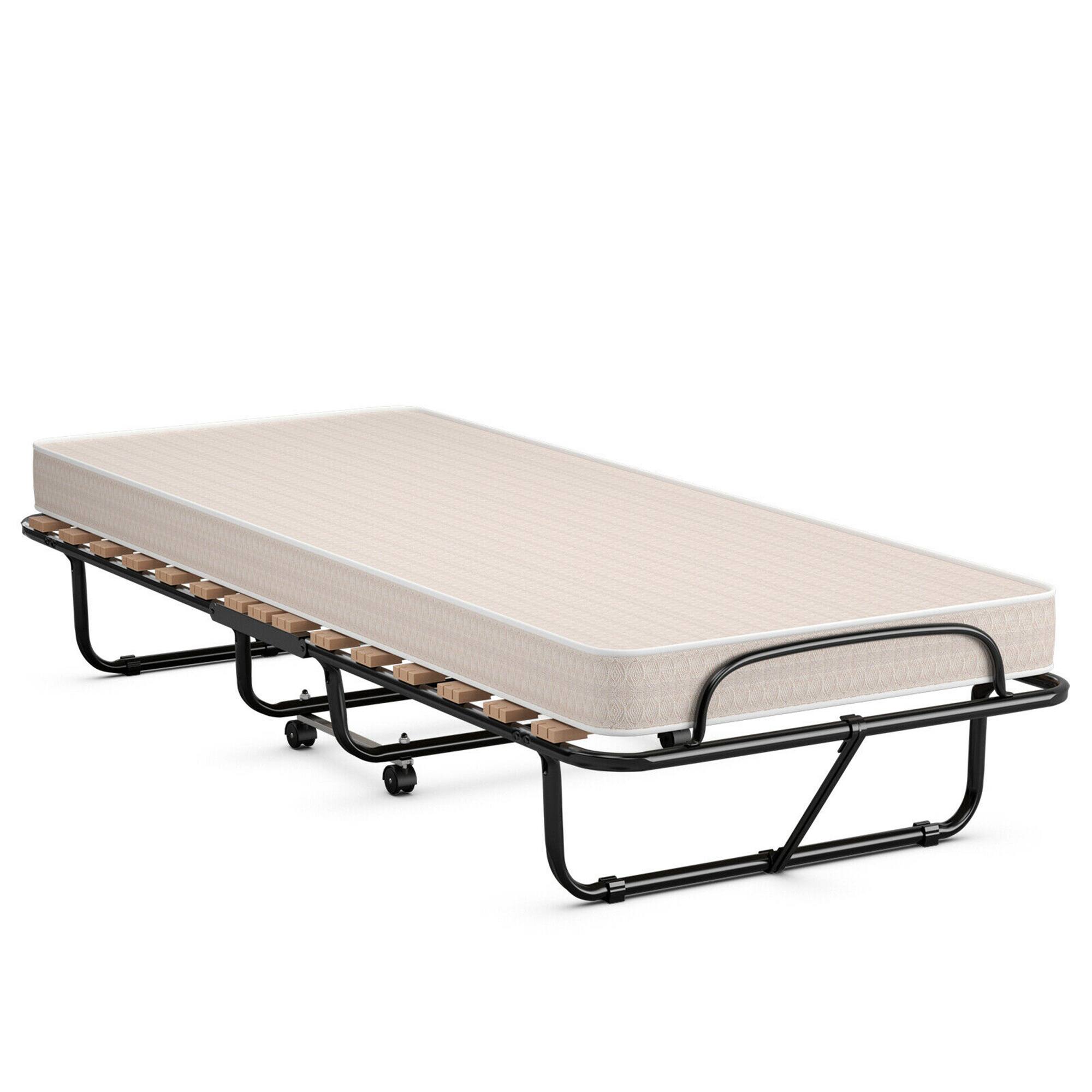 Alt View 8. Gymax - Gymax Folding Bed Rollaway Extra Guest W/ Memory Foam Mattress Made in Italy - Beige.