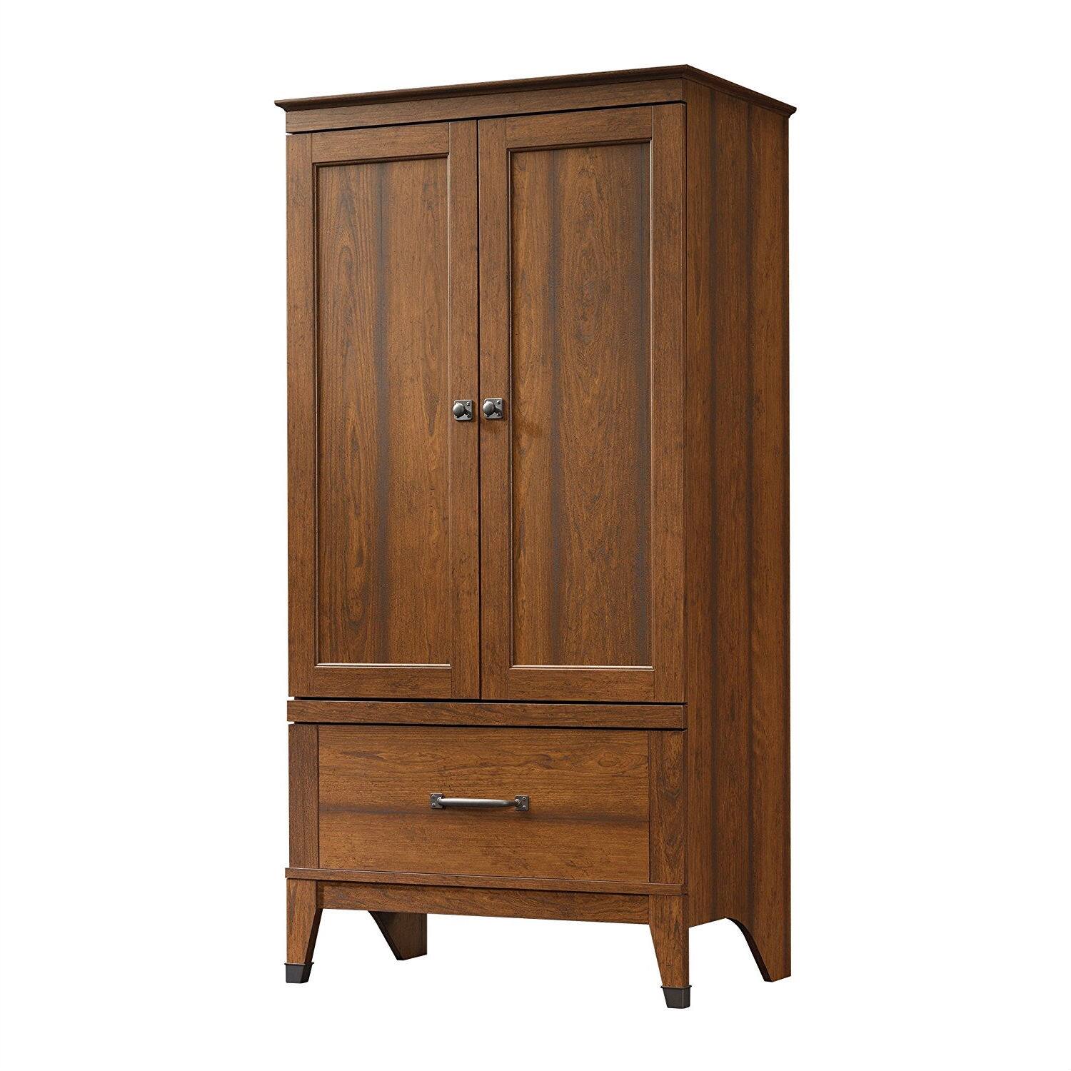 Hivvago - Bedroom Wardrobe Cabinet Storage Armoire in Medium Cherry Wood Finish - Brown