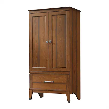 Front. Hivvago - Bedroom Wardrobe Cabinet Storage Armoire in Medium Brown Cherry Wood Finish - Brown.