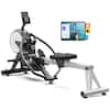 Front. Pooboo - Rowing Machines for Home, App Supported,Dual Wind & Magnetic Resistance, Foldable Row Machine - Black.