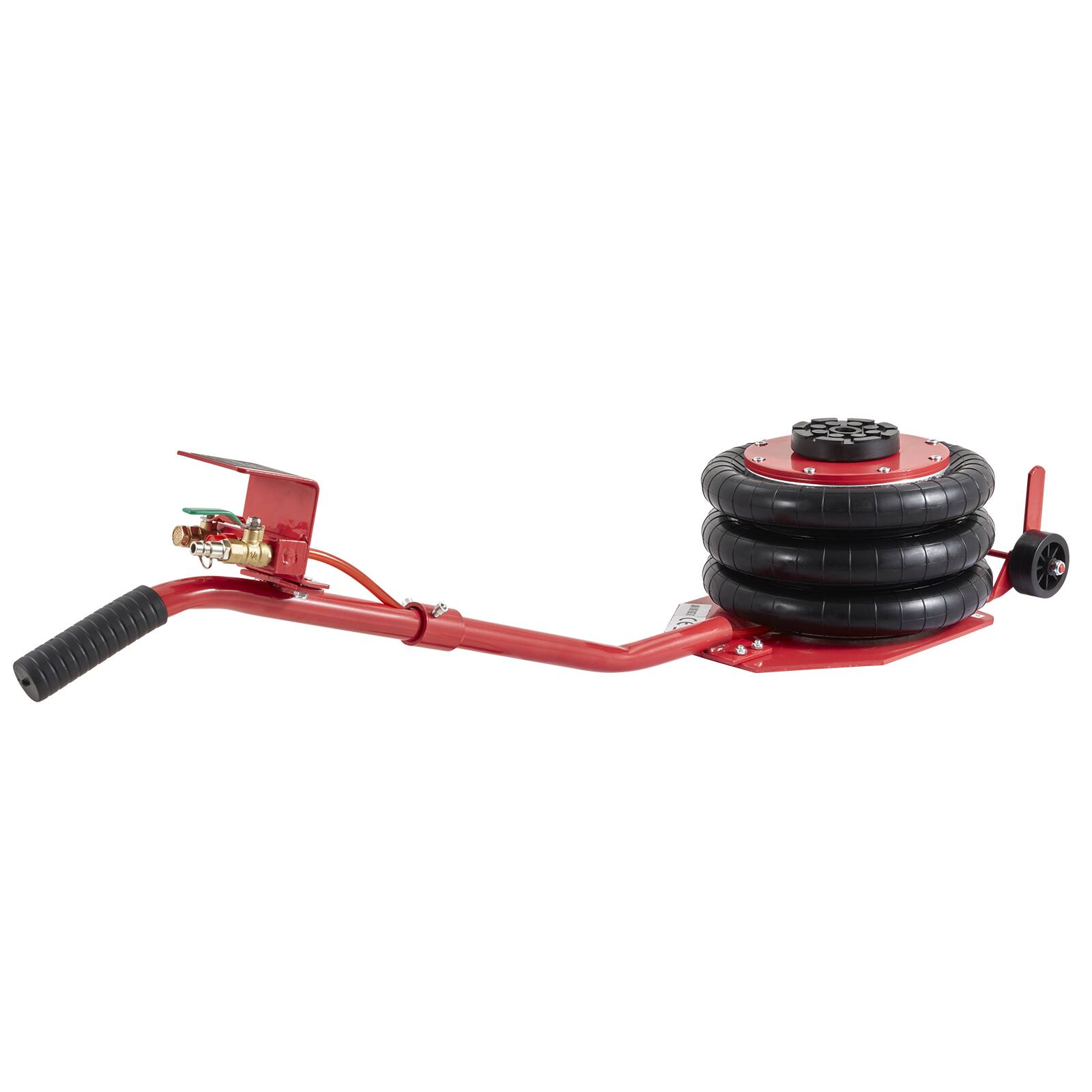 Alt View 5. VEVOR - Air Jack, 3 Ton/6600 lbs Triple Bag Air Jack, Airbag Jack with Six Steel Pipes, Lift up to 17.7 inch/450 mm, 3-5 s Fast - Red;Black.