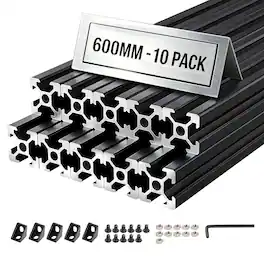 VEVOR - 10PCS 2020 Aluminum Extrusion Profile, 23.62 Inch 600 mm, T Slot European Standard Anodized Linear Rail - Black