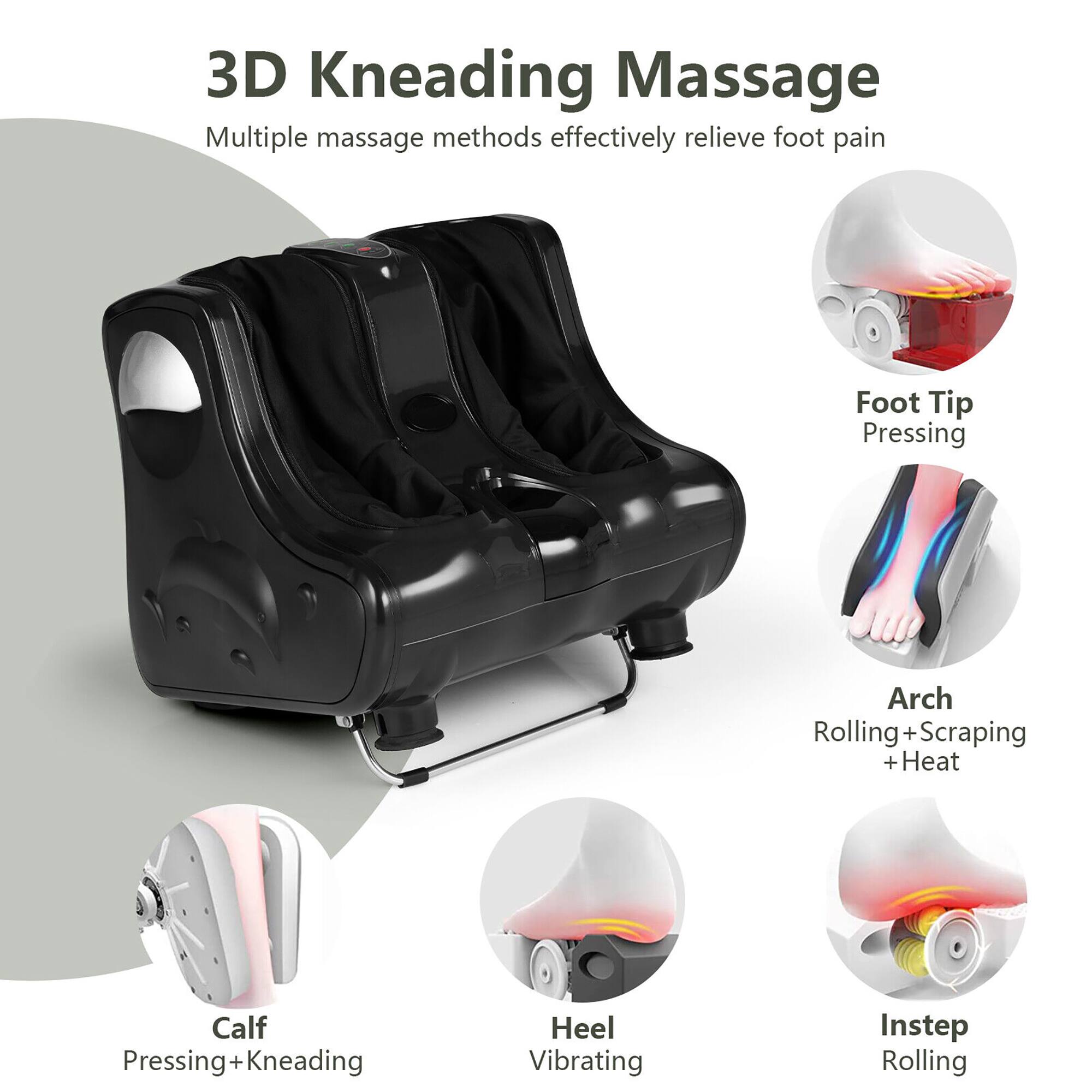 3D Kneading Massage  
Multiple massage methods effectively relieve foot pain  

- Foot Tip Pressing  
- Arch Rolling + Scraping + Heat  
- Calf Pressing + Kneading  
- Heel Vibrating  
- Instep Rolling