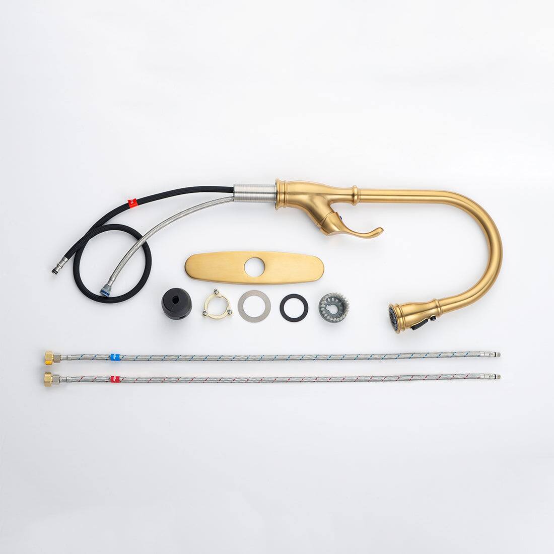 Alt View 2. Boyel Living - 3 Function Single Handle No Sensor Pull Down Sprayer Kitchen Faucet Brushed Gold - Brushed Gold.