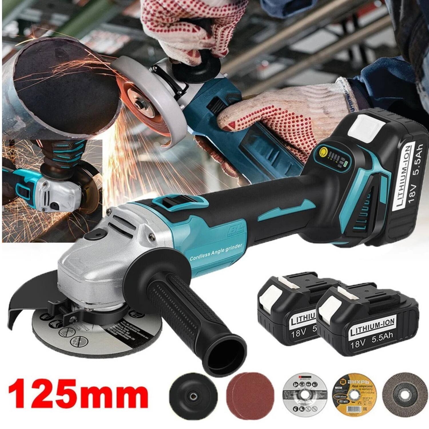 Cordless Angle Grinder  
18V 5.5Ah Lithium-Ion  
125mm