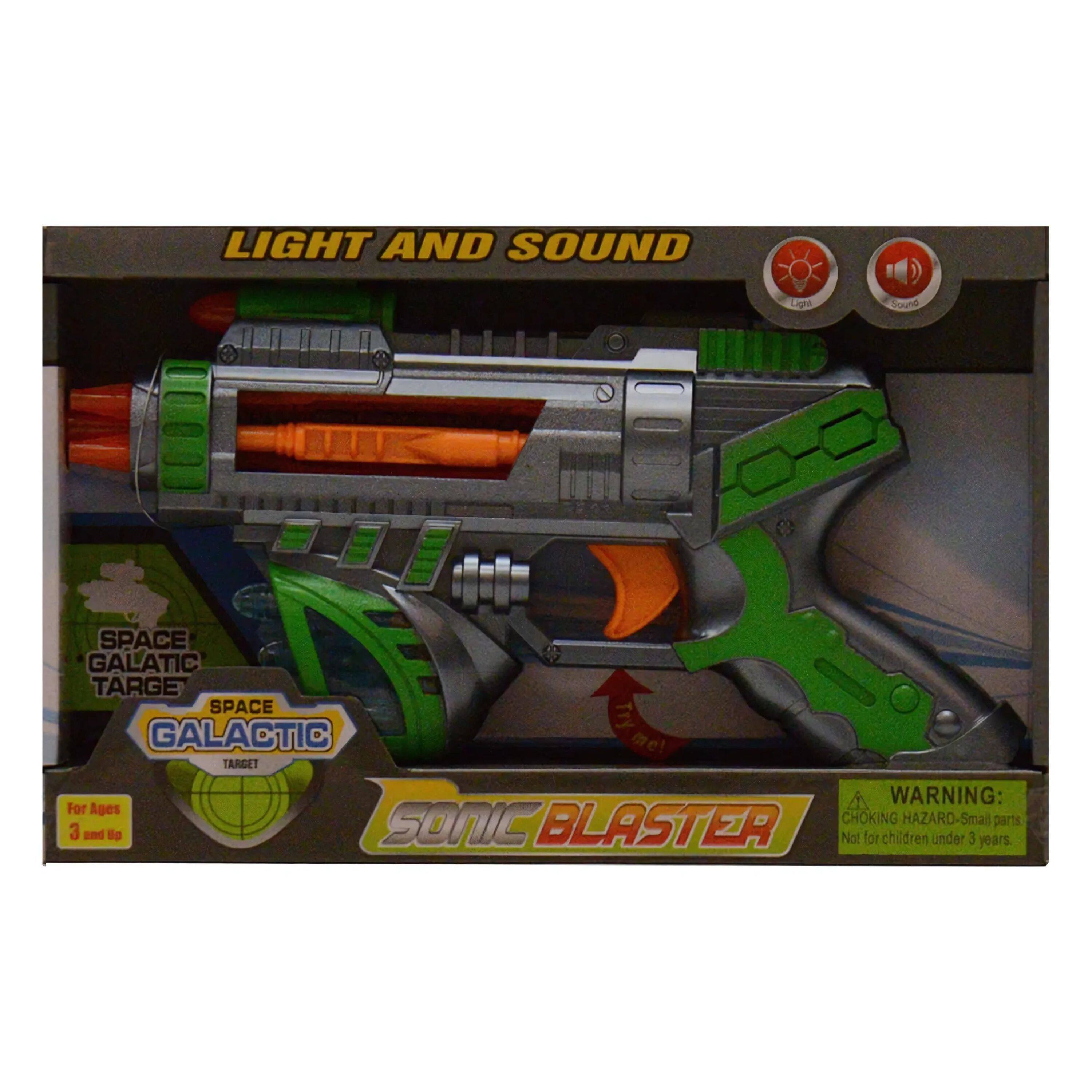 LIGHT AND SOUND  
SPACE GALACTIC TARGET  
Try me!  
For Ages 3 - 8+  
WARNING: CHOKING HAZARD - Small parts  
Not for children under 3 years  
SONIC BLASTER
