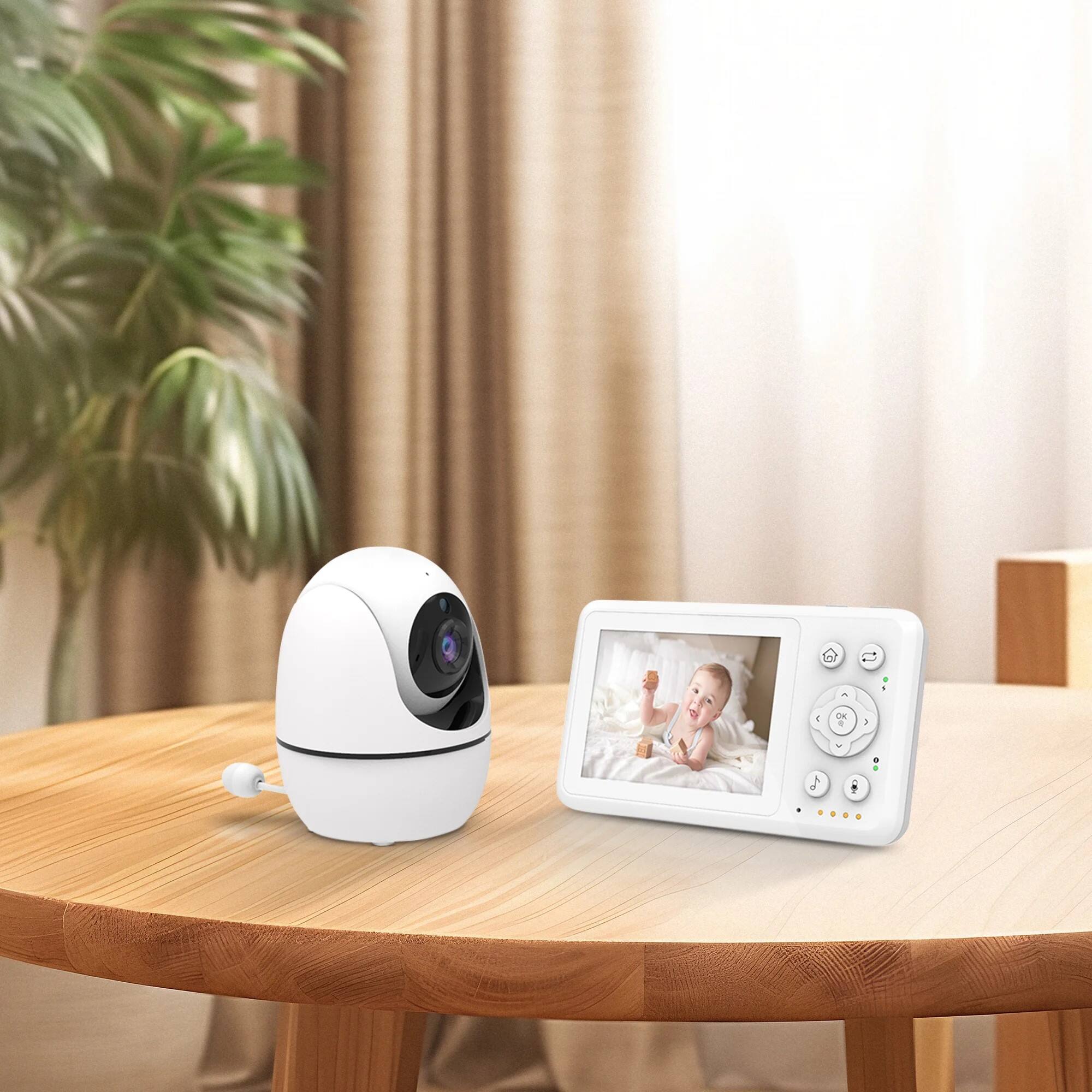 Alt View 3. bonoch - mini 640P cavy baby monitor with Video Camera and 3.2'' Display Screen Audio No WiFi Auto Night Vision - White.