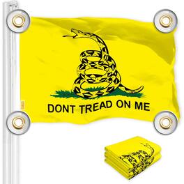 G128 - Gadsden Don't Tread On Me Flag — 2-Pack 3x5 ft, 150D Polyester, Brass Grommets - Yellow