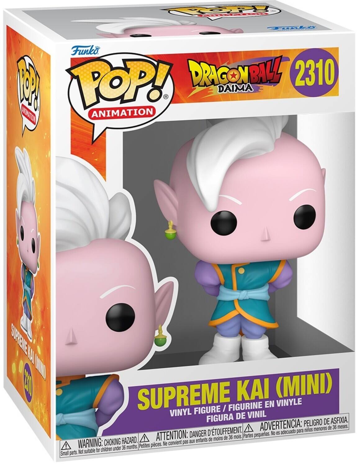 TOOPY Tl Funko 1 POP! DRAGONBALL 2310 DAIMA CA ANIMATION STPENNEN IA UNIND SUPREME KAI (MINI) FIGURINE EN VINYLE FIGURE / VINYL DE VINIL FIGURA PELIGRO DE ASFIXIA TOUFFEMENT. ADVERTENCIA: para niños menores de 36 meses. DANGER D'ETOUFFEMENT. ATTENTION: aux enfants de moins de 36 mois. Partes WARNING: CHOKING HAZARD. Petites pièces. Ne convient pas for children under 36 months Small parts. Not suitable
