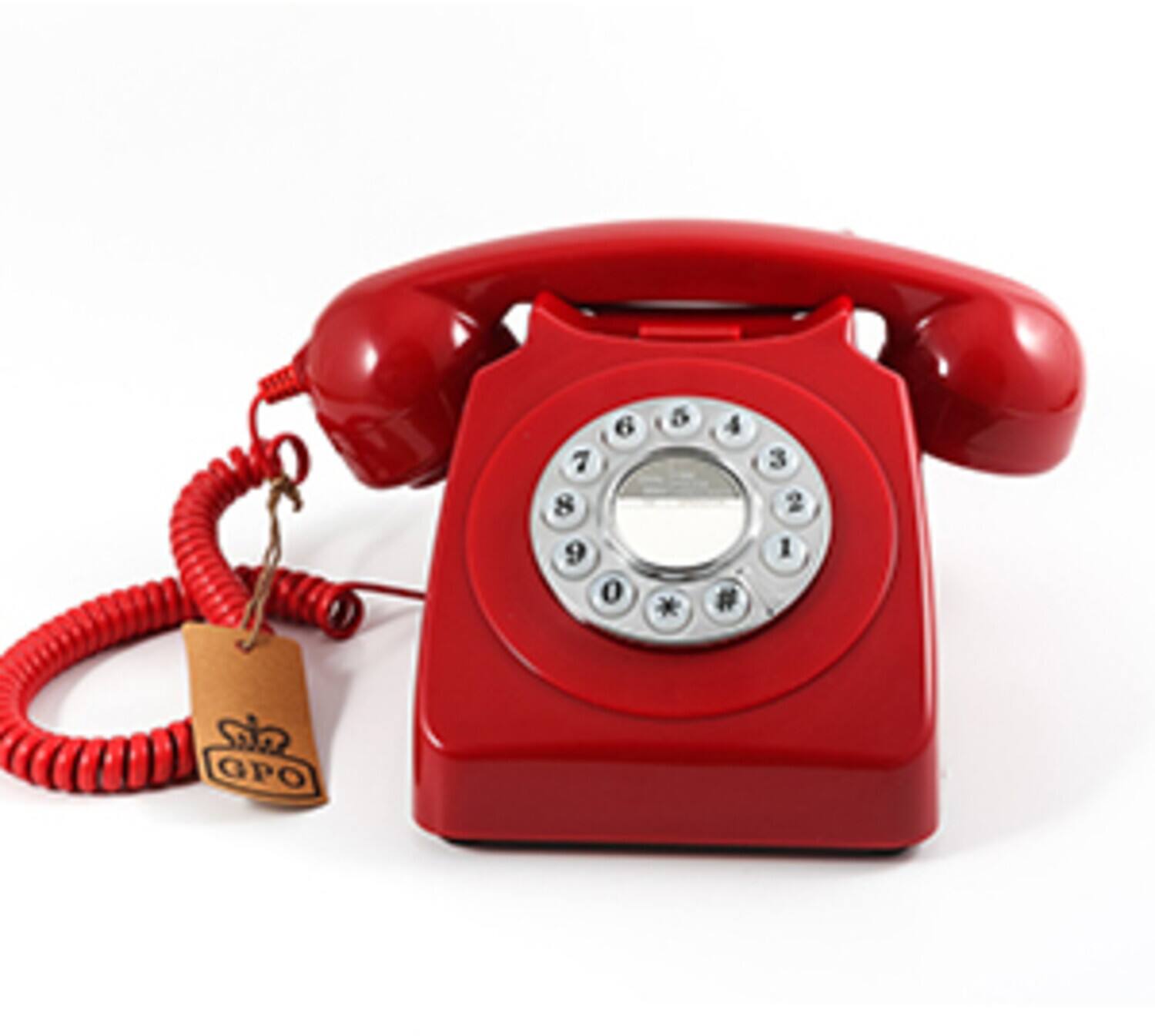 PopMarket - GPO Retro GPO746PBRD 746 Desktop Push Button Telephone - MISC ACCESSORY - Red