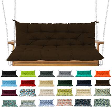 Front. Chateau Abodes - Outdoor Replacement Seat Cushions for 2-3 Person Swing & Bench, Waterproof Sofa Pads with Backrest for Patio Furniture - Brown-40x71.1in.