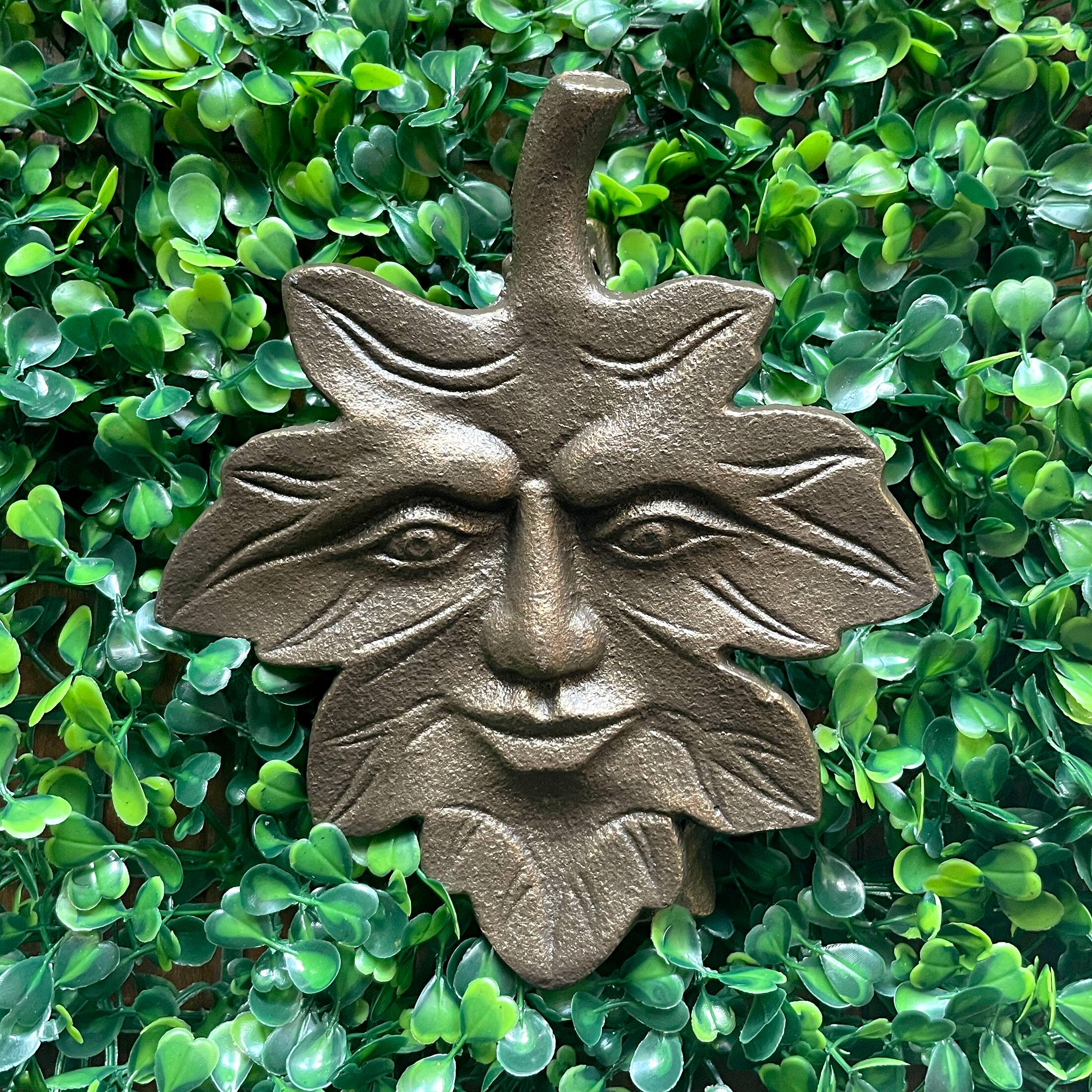 Alt View 4. Zeckos - Bronze Finish Cast Iron Leaf Face Door Knocker - Artistic Entry Decor - Bronze.
